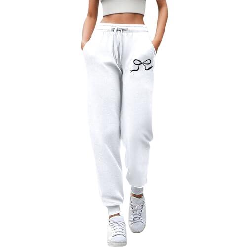 Pantalones de Jogging casuales de corte recto con letras para mujer, ropa deportiva cómoda y elegante para cualquier ocasión, blanco, XXL