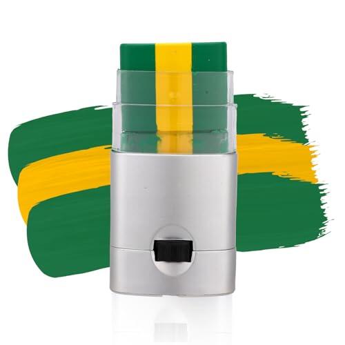 4pzs Barra Pintura Facial Deportiva, Seguridad Anti-Deslumbramiento Mezclable Pintura Facial 3 Colores para Fútbol Sóftbol Béisbol para Adultos Atletas (Verde Amarillo Verde)