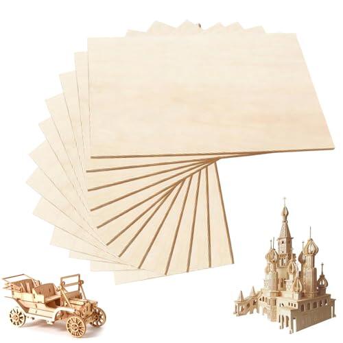 12 Piezas Contrachapado de Tilo A4 2mm, 30 x 21 cm Tablero de Madera para Manualidades, Bricolaje, Modelismo, Procesamiento Láser, Pirograbado, Decoración, Pintura, Proyectos DIY (12, 2mm)