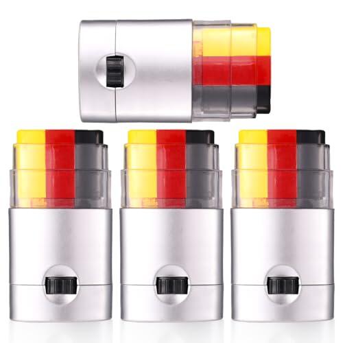 4pzs Barra Pintura Facial Deportiva, Seguridad Anti-Deslumbramiento Mezclable Pintura Facial 3 Colores para Fútbol Sóftbol Béisbol para Adultos Atletas (Negro Rojo Amarillo)