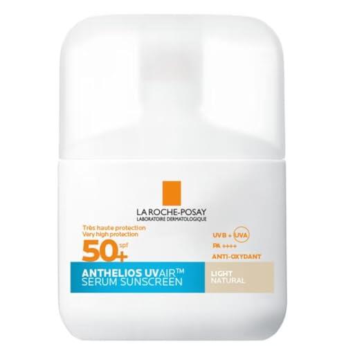 La Roche Posay Sérum solar Anthelios UVAIR SPF50+ tono claro de La Roche Posay, con ácido hialurónico, niacinamida y vitamina E, para todo tipo de pieles, 50 ml