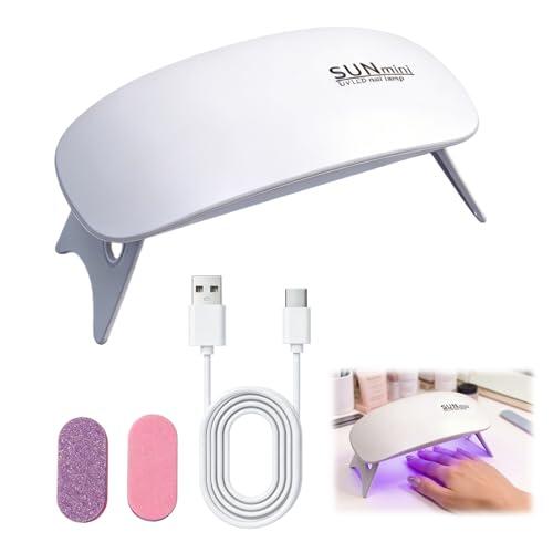 Toxvalve - Lámpara UV de gel para uñas (2 unidades, con conexión tipo C, diseño desconectable, dos niveles de temporizador, 2 mini limas de uñas de esponja incluidas)