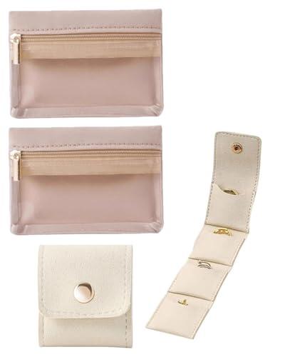 SCJJZ 3Pcs Mini Bolsa de Viaje para Joyería – Bolsa para Joyería segura, compacta para pendientes, anillos y collares,joyero viaje,Ideal para viajes, cumpleaños y regalos (2 estilos)