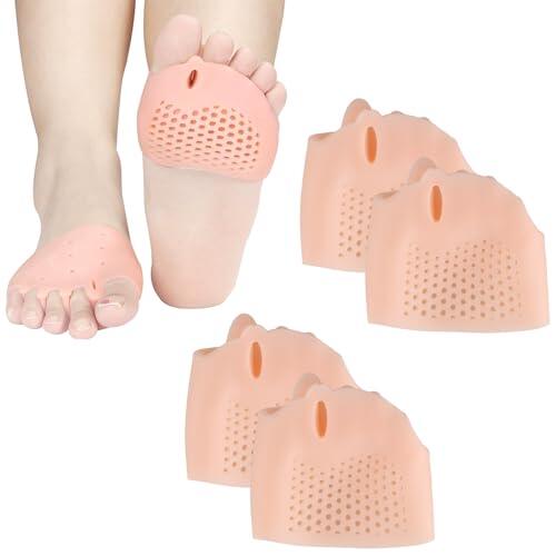 Hontaog 2 Pares Separadores de Dedos de los Pies de Silicona, Separadores de Almohadillas Metatarsianas de Silicona, Separador de Dedos Transpirable y Suave para Almohadillas para Pies, Talla única