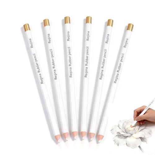 6 Piezas Lápiz de Borrar de Madera Blanco, Suave y Fácil de Transportar, Alto Brillo, Ideal para Borrado Fino en Dibujos, Bocetos y Manualidades, Perfecto para Artistas, Estudiantes y Profesionales