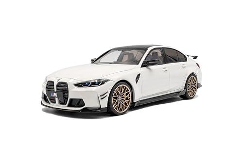 Solido BMW M3 (G80) – Sedan Deportivo con Doble Caracol Negro Acentos Llantas de Bronce, Detalles aerodetails, diecast Color Blanco Alpino Uni 1:18