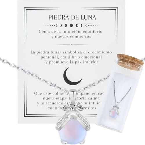 MOMENTUM Collar Piedra de Luna - Regalo con caja y dedicatoria Premium - Ajustable y Elegante - Ideal Cumpleaños, Navidad, San Valentín