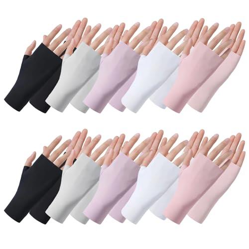 Eniyou 10 Pares Guantes Algodon Guantes Finos de Algodon Guantes Blancos Algodon Diseño Sin Dedos Protección Uv Eficaz Ideales para Diversas Actividades