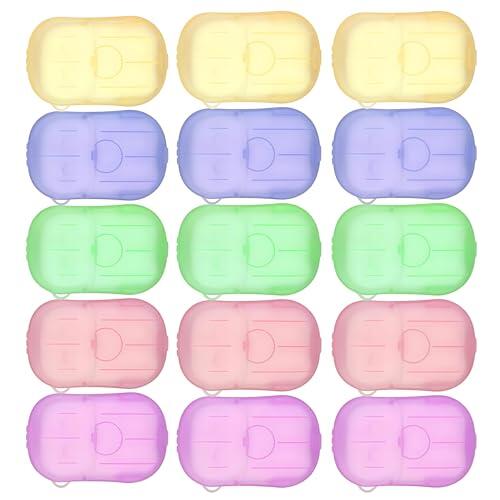 Zuuyye Jabonillas, 15 jabones de Papel para Viajes, jabones portátiles de Manos como láminas y Escamas de jabón, Mini jabones y Pastillas de jabón para Exterior
