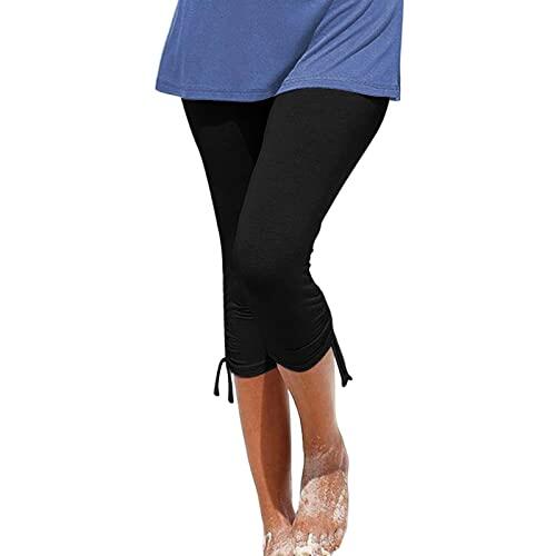 Genérico Pantalones casuales de mujer con estampado floral ligero con cordón ajustable para un estilo de vacaciones cómodo, Le Noir, M