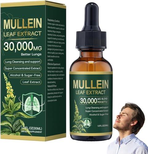 Gotas orgánicas de extracto de hoja de gordolobo para limpieza pulmonar, limpieza y apoyo respiratorio, spray de gordolobo para pulmones, rápida absorción para hombres y mujeres