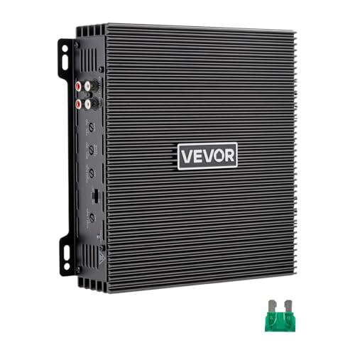 VEVOR Amplificador para Automóvil 2 Canales Clase AB Máximo 2 x 300W a 4 ohmios y 2 x 600W a 2 ohmios, Amplificador Estéreo de Audio para Coche Puenteable para Vehículo Todoterreno Sedán SUV Camioneta