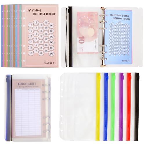 Carpeta A6 Libreta de Ahorro con Sobres – 12 Sobres de Ahorro + 48 Hojas Retos de Ahorro, Agenda de Ahorro, Carpeta de Ahorro, Libreta de Ahorro en Español