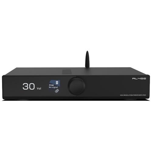 SMSL AL400 Todo-en-Uno Decodificador HiFi Preamplificador, Amplificador de potencia Phono TPA3255 y CS43141 MQA, MM y MC Cartucho HDMI (eARC) para TV, cine en casa