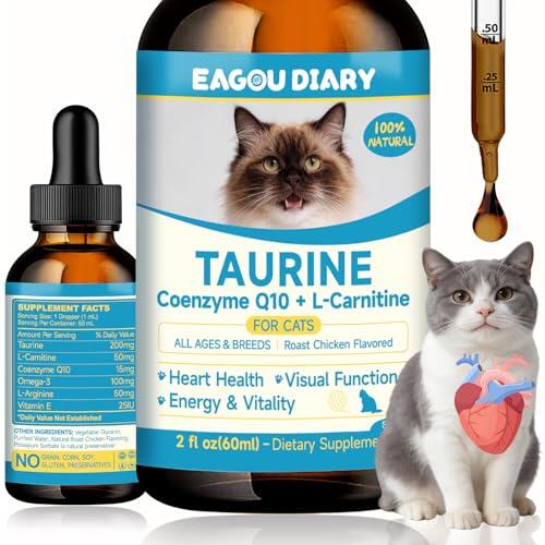 Taurina para Gatos, Cardíaca Visión, Inmunológica, Energía Vitalidad 60ML | L-Carnitina, L-Arginina, Coenzima Q10, Vitamina, Taurina Líquida para Gatos, Suplemento de Taurina para Gatos