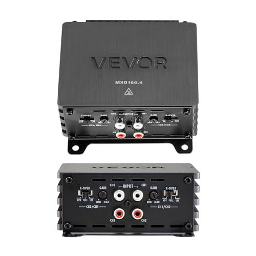VEVOR Amplificador para Automóvil 4 Canales Puenteable Clase D, Máximo 4 x 110W a 4 ohmios y 4 x 160W a 2 ohmios, Amplificador Estéreo de Audio para Coche para Camioneta Vehículo Todoterreno Sedán SUV