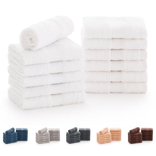 Todocama - Juego de 12 Toallas de Mano (30x30 cm) 100% Algodón Suave y Absorbente, 550 gsm Premium, (Blanco)