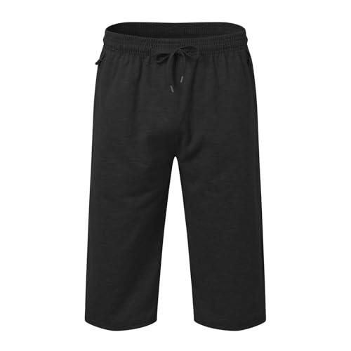 Pantalones cortos casuales para hombre transpirable de corte suelto cómodo cintura elástica ligero deporte al aire libre verano, Le Noir, XL