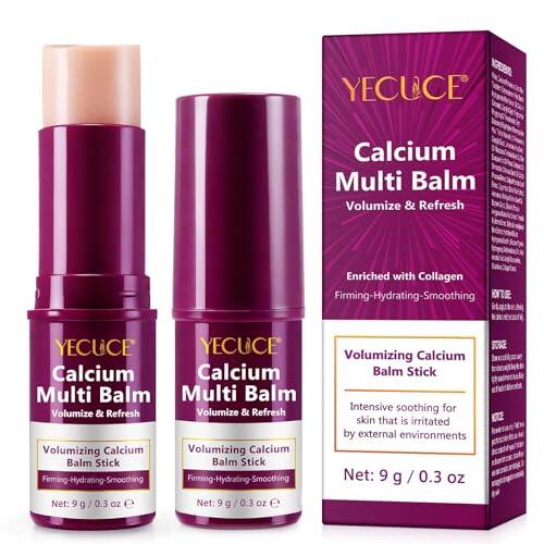 Calcium Volume Multi Balm, Calcium Multi Balm Stick, crema de calcio antienvejecimiento, enriquecida con colágeno, cuidado hidratante, barras de calcio hidratantes para ojos, cara, cuello (2 unidades)