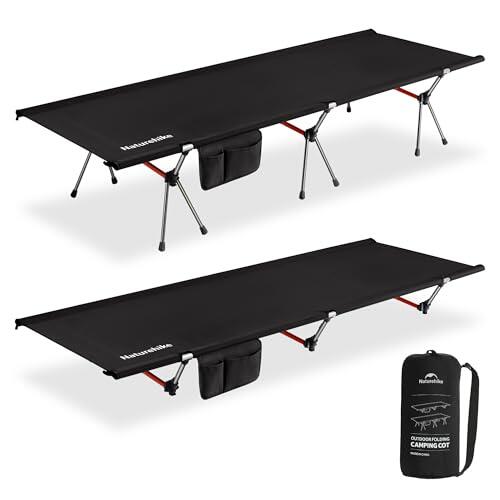 Naturehike Cama de camping plegable de 190 × 70 cm, portátil, plegable, ligera, para camping, hasta 150 kg, cuna de viaje para senderismo, casa, tienda de campaña, exterior, oficina, jardín (negro)