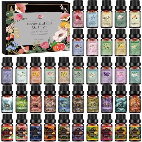 Set de Aceites Esenciales, 40 x 10 ML Aceites Esenciales Para Humidificador Difusor, 100% Aceite Aromáticos Natural Para Jabones de Masaje, Velas, Bombas de Baño, Aromaterapia