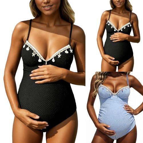 Genérico Bañador Piscina Mujer Embarazada Traje de baño de Maternidad con Tirantes Ajustables, diseño sin Espalda para el, Ropa Playa (Black, M)