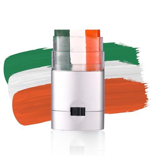 4pzs Verde Blanco Naranja Barra Pintura Facial, Mezclable 3 Colores Pintura Facial para Eventos Deportivos & Festival Irlandés de San Patricio Fútbol Americano Béisbol Fútbol Adultos Atletas