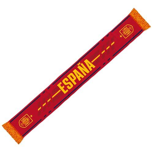 RFEF BUFANDA ESPAÑA 2026 – Bufanda Oficial de la Selección Española – Diseño Rojo con Escudo, Flecos Amarillos y Gráficos de La Roja