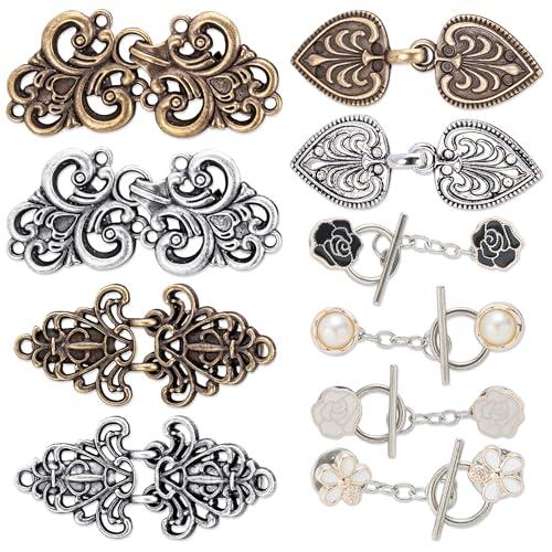 YiiHHooN 10 Piezas Clips de Cárdigan Vintage, 2 Estilos Broches Vintage para Suéter y Ropa, Clips Retro Plateado y Cobre para Chal Vestido Camisa y Chaqueta Abierta