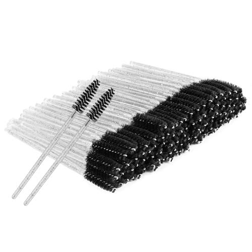 BUTBU Desechables Cepillos de Pestañas, 100 PCS Cepillo Pestañas, Extensiones Cepill-o para Máscaras, Cepill-o Cejas, para Extracción Pestañ-as, Eliminación de Maquillaje, Nail Art, Painting, Negro