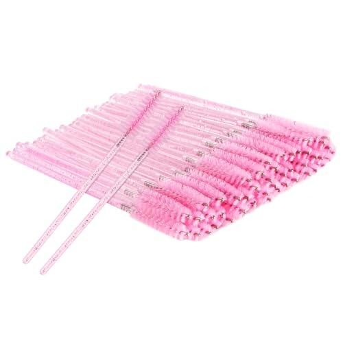 BUTBU Desechables Cepillos de Pestañas, 50 PCS Cepillo Pestañas, Extensiones Cepill-o para Máscaras, Cepill-o Cejas, para Extracción Pestañ-as, Eliminación de Maquillaje, Nail Art, Painting, Rosa