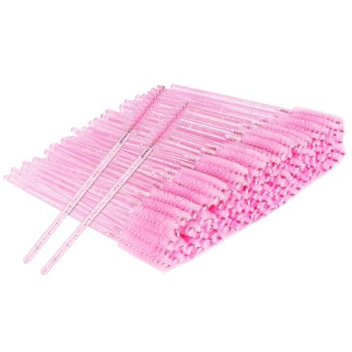 BUTBU Desechables Cepillos de Pestañas, 100 PCS Cepillo Pestañas, Extensiones Cepill-o para Máscaras, Cepill-o Cejas, para Extracción Pestañ-as, Eliminación de Maquillaje, Nail Art, Painting, Rosa