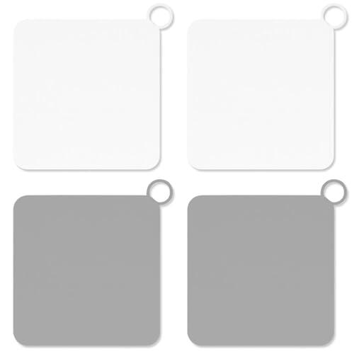 Ebksqs 4 PCS Tapa Desagüe Ducha Antiolores y Anticucarachas de Silicona, 15x15cm, para Baño, Cocina, Terraza y Lavandería, Pack Blanco y Gris