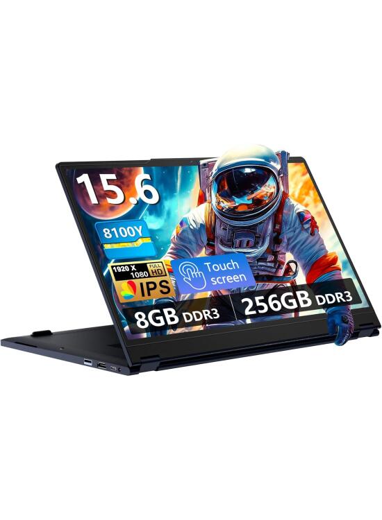 15,6 Pulgadas Ordenador Portátil 2 en 1,Core 8100Y procesador 8 GB RAM 256 GB SSD PC Portátil, Pantalla 1920*1080 Portátil, Tybe C, USB 3.0, Wi-Fi 5 y BT 5.0 ultradelgado y ligero Computadora Laptop