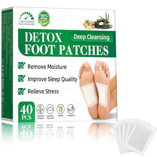 Parches Detox Pies, 40 unidades, con carbón de bambú. parches desintoxicantes para pie, aliviar el estrés y favorecer un sueño profundo. Parches desintoxicantes para piess que eliminan toxinas