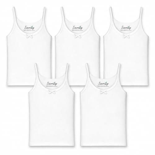 SAMILY Tirantes espaguetis para niña, algodón, paquete de 5 unidades, ropa interior cómoda, Blanco, 110-116