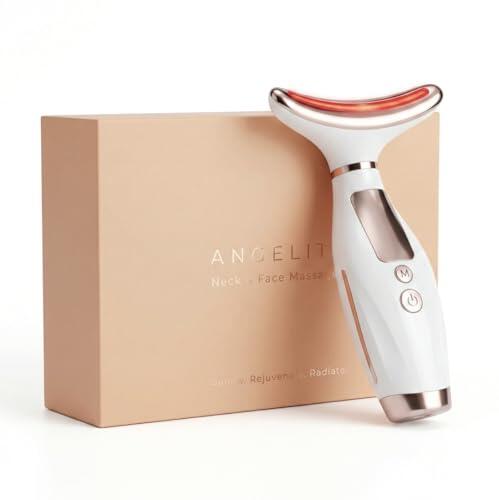 Masajeador Facial Angelite, Escultor Facial LED & Dispositivo de Lifting Facial para Reafirmar & Definir, Herramienta Reafirmante con Calor & Vibración para Mandíbula & Mejillas, Garantía de 2 Años