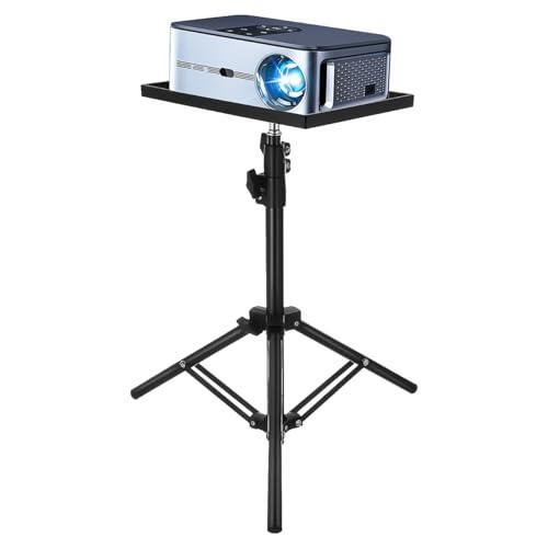 BESPORTBLE Soporte para proyector de altura regulable hasta 1 m, trípode con estante para proyector y portátil, soporte portátil para proyector para cine en casa, oficina y presentaciones al aire