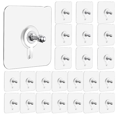 JYXNU Set 24 Piezas Tornillos Adhesivos para Pared Colgar Cuadros Sin Agujeros Ganchos Adhesivos Resistentes Cuelga Facil Cuadros sin Clavos para Marcos Fotos y Estantes