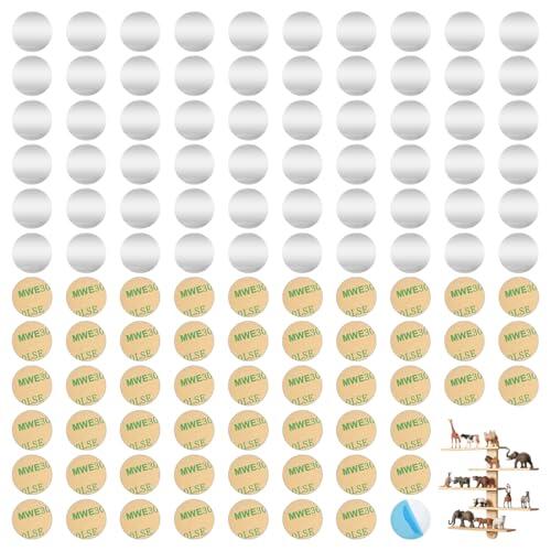120 Piezas Placas de Metal Autoadhesivas,25mm Placa Metal Adhesiva,Placas de Metals para Figuras,para Soportes de Teléfono,Adornos Decorativos,Expositores de Fotos y Proyectos de Bricolaje (Plata)