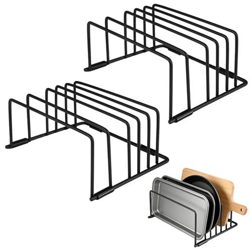 2 Piezas Soporte para Tablas de Cortar,18x14x8cm Soporte para Tabla de Cortar con 5 Ranuras,Cabinet Chopping Board Stand Shelf Holder,para Tablas y Bandejas-Ahorra Espacio y Mantén tu Cocina Ordenada