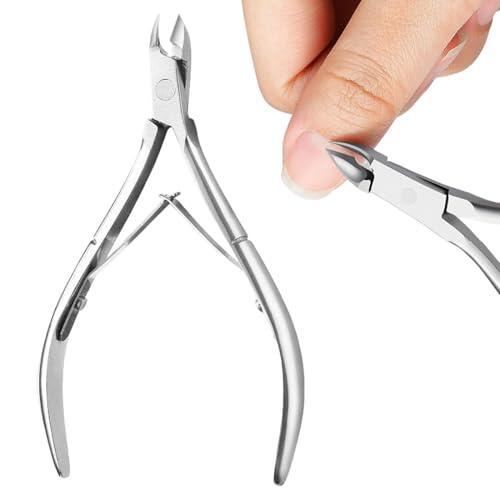 Tijeras para cutículas Cortador de cutículas Tijeras para cutículas profesionales hechas de acero inoxidable Finas para eliminar el exceso de piel desgarrada en los dedos de manos y pies, pinzas para