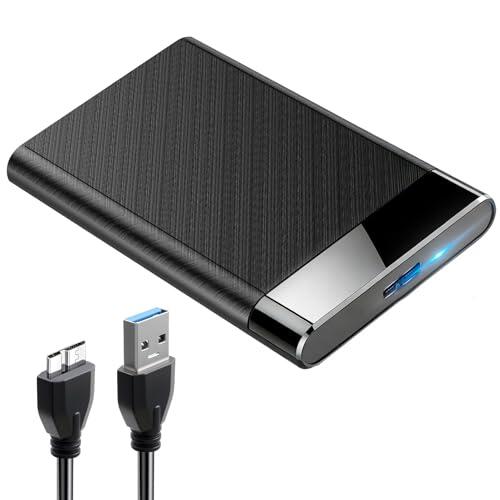 Carcasa Disco Duro 2,5",5Gbps USB 3.0 Caja Disco Duro para SATA I/II/III 7mm/9.5mm SSD HDD con Cable USB Sopporta UASP&Trim Compatible con Xbox PS4 PC TV No Requiere Herramientas Negro