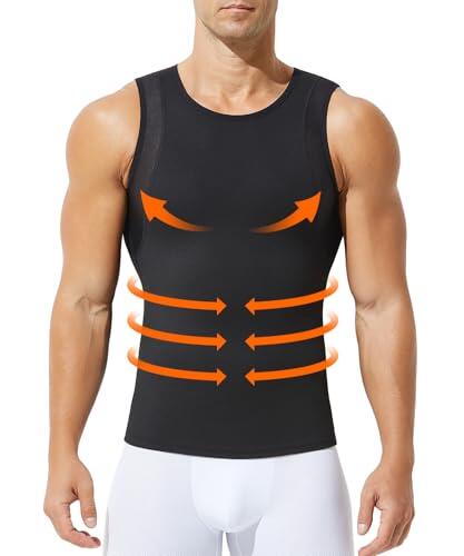 Mauro Kane Camiseta Reductora Hombre Camisa de Compresión Camiseta Adelgazante Chaleco Reductor Body Shaper Faja Deportivas, Negro, XL