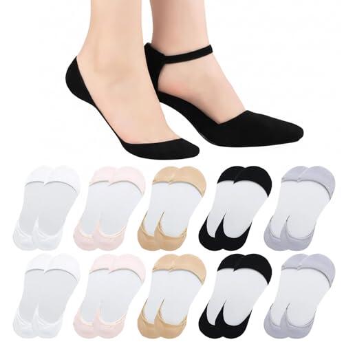 Eniyou 10 Pares Calcetines Invisibles Mujer Verano Calcetines Pinkies Mujer Invisible y Sin Costuras Ideal para Diversos Estilos de Calzado Como Tacones Bailarinas Mocasines Tacones