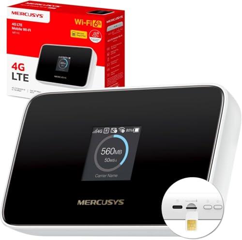 Mercusys MT115 - Router WiFi portátil 4G LTE con SIM, AX300, 2400 mAh