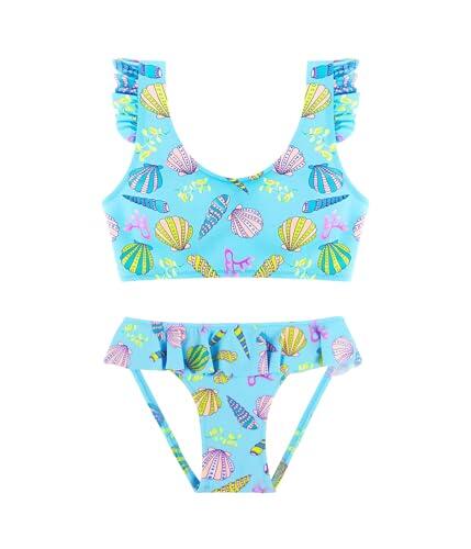 Traje de Baño para Niñas Conjunto de Bikini de Dos Piezas Sets Tankini Traje de Baño para Niñas 2-14 Años (12-14 Years, LA710-Blue)