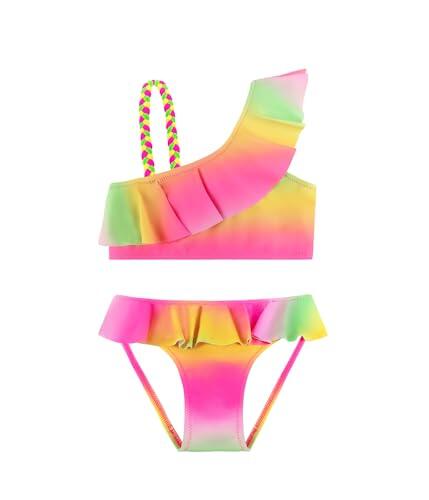 Traje de Baño para Niñas Conjunto de Bikini de Dos Piezas Sets Tankini Traje de Baño para Niñas 2-14 Años (10-12 Years, LA718-Sunset)