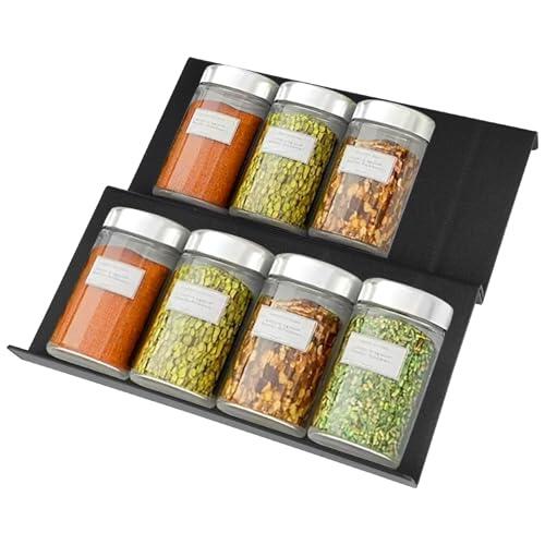 2 Piezas Organizador Especias Cajon, 23x11.5 cm Organizador de Especias para Cajones de Cocina, Spice Drawer Organizer, Soportes para Tarros de Especias para Cajón para Encimera, Armario y Estante