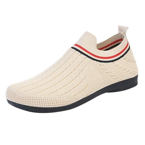 Slip On Sneaker Damen rutschfeste Sohle Walkingschuhe Fashion leichte Outdoorschuhe bequem Eleganz Freihändige Turnschuhe Casual Schuhe atmungsaktiv Joggingschuhe Größe 36-42, Blanco, 38 EU